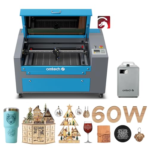 OMTech 60W CO2 Laser Engraver with LightBurn and Water Chiller, 16