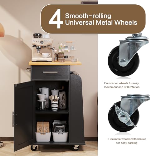 SUNLEI-Kitchen-Island-with-Storage-Cart-Table-Rolling-Butcher-Block-Cabinets-Small-on-Wheels-Portable-Drawers-Mobile-Moveable-Narrow-Wood-Side-Floating-Spaces-Black SUNLEI Kitchen Island with Storage Cart Table Rolling Butcher Block Cabinets Small on Wheels Portable Drawers Mobile Moveable Narrow Wood Side Floating Spaces Black