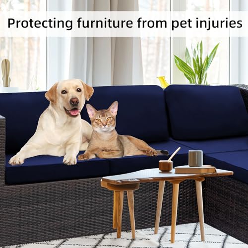 Image of 8Pcs Stretch Patio Cushion Covers,Outdoor Couch Covers Replacement,Outdoor Couch & Sofa Slipcovers,for Patio Furniture Cushion Covers,Washable Reusable urniture Protector (Navy Blue,Cover Only)