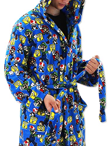 SUPER MARIO Brothers Luigi Toad Adult Plush Hooded Fleece Bathrobe Robe3
