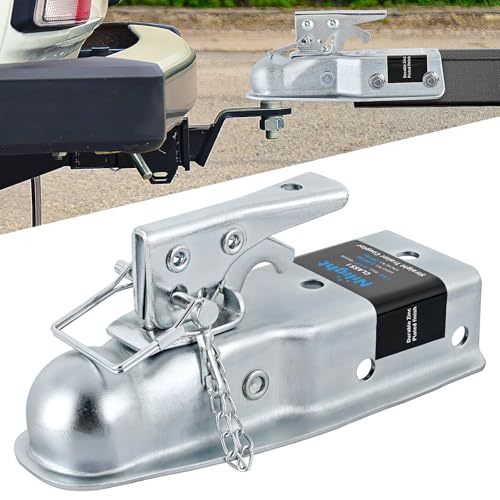 Nilight Straight Trailer Coupler with Safety Latch&Chain for 1-7/8 Inch Hitch Ball 2-1/2 Inch Channel 2000 LBS Heavy Duty Trailler Tongue Coupler for Station Wagon Truck Bolted&Welded Installation