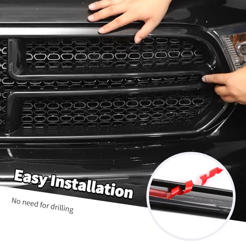 Image of Jimen Compatible with Dodge Durango 2014-2020, 4PCS Front Grill Cover Grille Overlay Trim (Black)