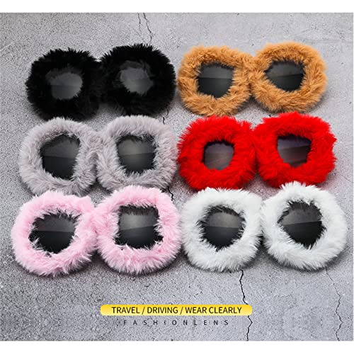 willochra Soft Fur Velvet Glasses for Women Handmade Fur Sunglasses Fashion funny Red Trend Shades Glasses3