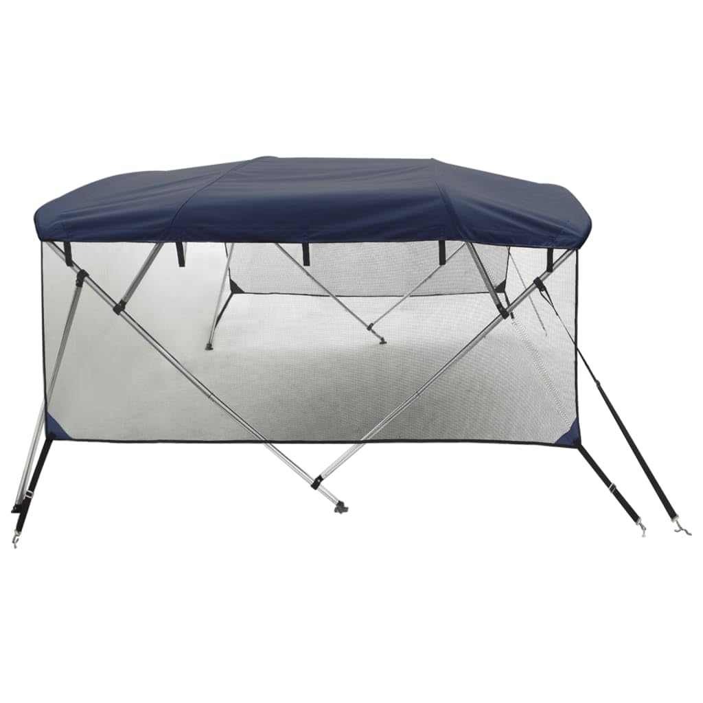 Capwee Tendalino per Barca Tendalino Bimini 4 Archi in Alluminio Tendalino gommone Bimini di Prua con Pareti Laterali 4 Archi-Blu-243 x (200-213) x 137 cm-con Rete
