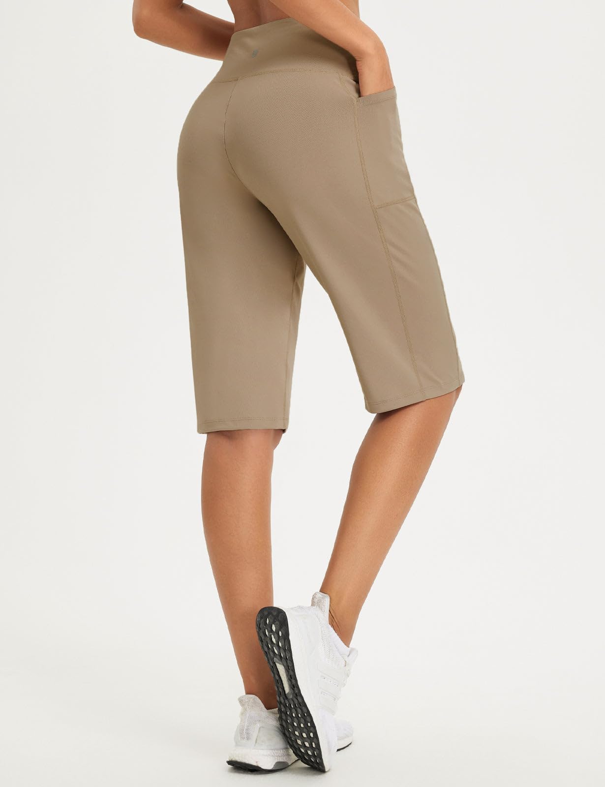 baleaf Bermudas para Mujer, Pantalones Cortos Largos de 14 Pulgadas, Longitud hasta Rodilla Gimnasio Bolsillos Yoga
