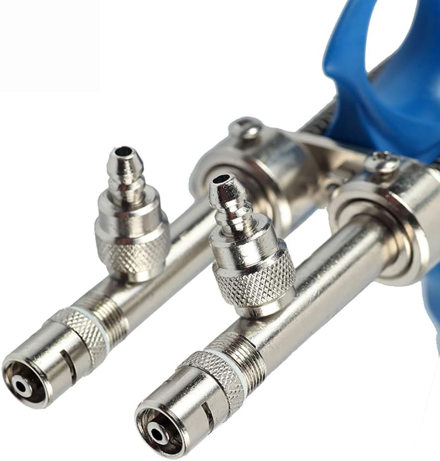 LeTkingok Veterinary Double Needle Continuous Syringe Vaccine Syringe Immunization Special Syringe 0.1-0.5ML Adjustable