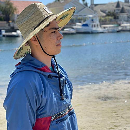 Image of COR Surf Straw Hats for Men and Women Classic Lifeguard Sun Hat with UPF 50+ Cloth Printed Under The Beach Hat