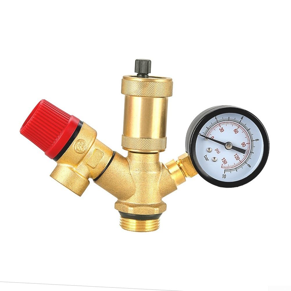 Soupape de sécurité DN25 avec manomètre 0-10 bar pour chauffe-eau solaire