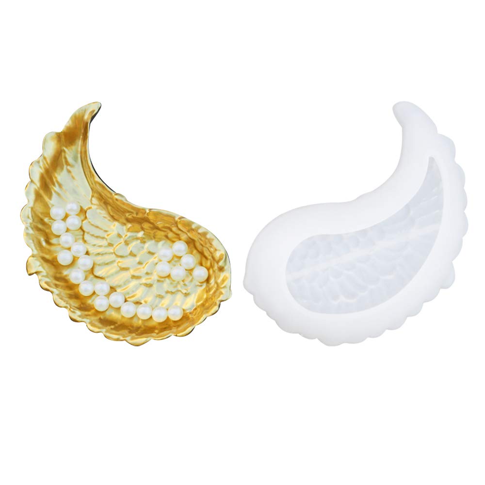 Mulukaya Feather Tray Resin Silicone Mould Angel Wing Dish Casting Epoxy Crystal Molds for DIY Dishes Plate Crafts