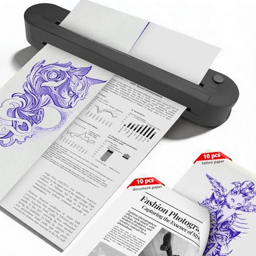 Image of Upgraded A4 Wireless Bluetooth Thermal Printer, Inkless Portable Document Printer, Dual Function for Office File & Tattoo Template Transfer, Comes with 10 Transfer Sheets