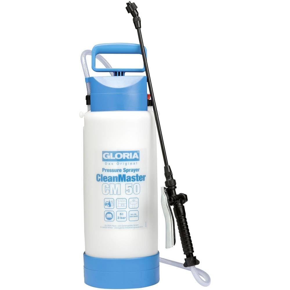 GLORIA Pulvérisateur à Pression CleanMaster CM 50 | 5 L Professionnel pour Nettoyage & Désinfection | pour Acides, Alcalins & Produits de Nettoyage (pH 2–12) | INCL. Lance d'Extension 0,5 m