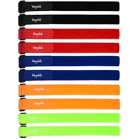 Varylala 10 Pcs Versatile Hook and Loop Securing Straps Tie Downs Fastening Stabilizer Straps (1''x24'') – Assorted Colors (Multi-Color) Cover