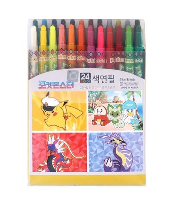 Pikachu 24 Count, Colored Pencil Set Twistable Crayons (Design May Vary) (24)