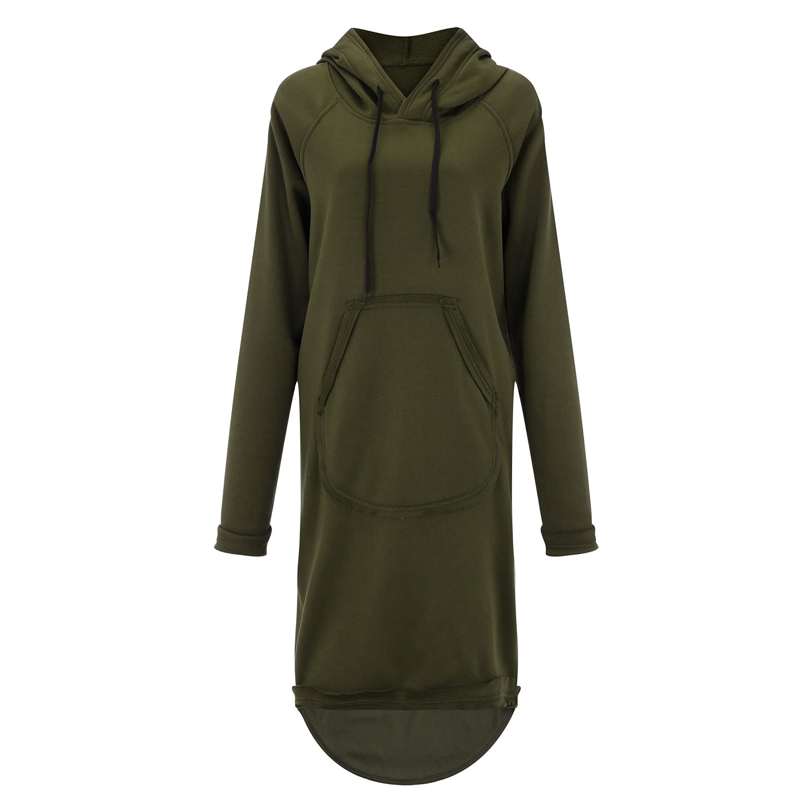 Damska sukienka maxi 2026 sweter z długim rękawem z kapturem bluza z kieszenią bawełna oversize sukienki na co dzień, wojskowa