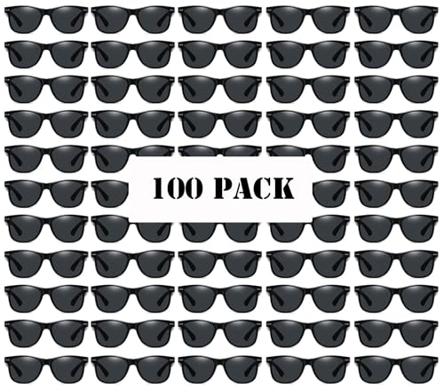 Image of 100 Pairs Bulk Black Sunglasses for Men Women Retro 70s 90s Adult Cheap Glasses (100Black)