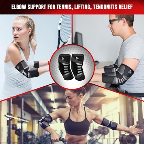 Nordic Lifting Elbow Compression Sleeves (1 Pair) for Men & Women - for Pain Relief, Tendonitis, Golfer’s & Tennis Elbow - Weightlifting Brace for Workout & Recovery - Image 6