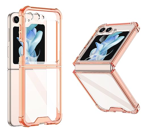 Image of BOUNCEBACK Transparent Shockproof Case /Cover for Samsung Galaxy Z Flip5 / Galaxy Flip 5 Case Cover - (Clear Orange | Rubber)