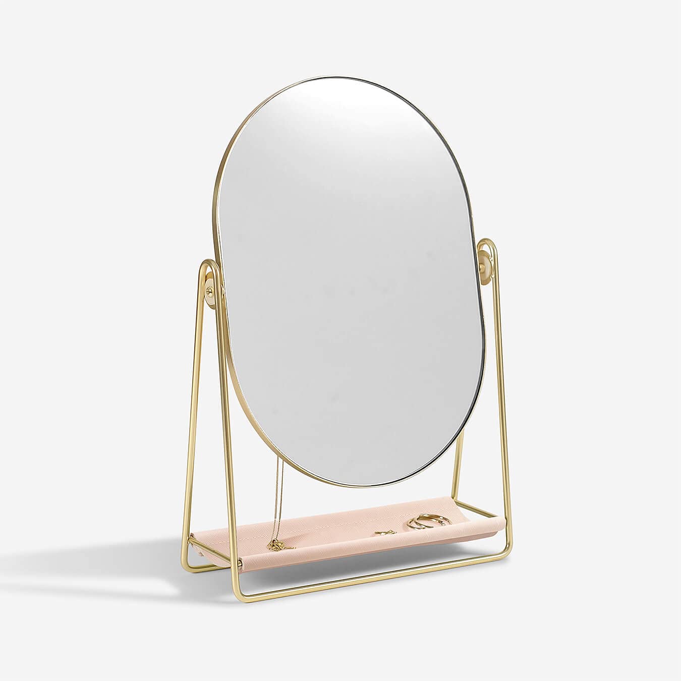 Stackers Blush Pink Blush & Gold Dressing Table Mirror & Jewellery Stand
