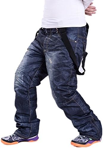 Amazon スノーボードウェア パンツ デニム風 スキー ウェア メンズ レディース 男女兼用 プリント スキーパンツ 棉入れ 防汚防風防水通気 保温 2way サスペンダー取り外し可能 アウトドア ロングパンツ 通販