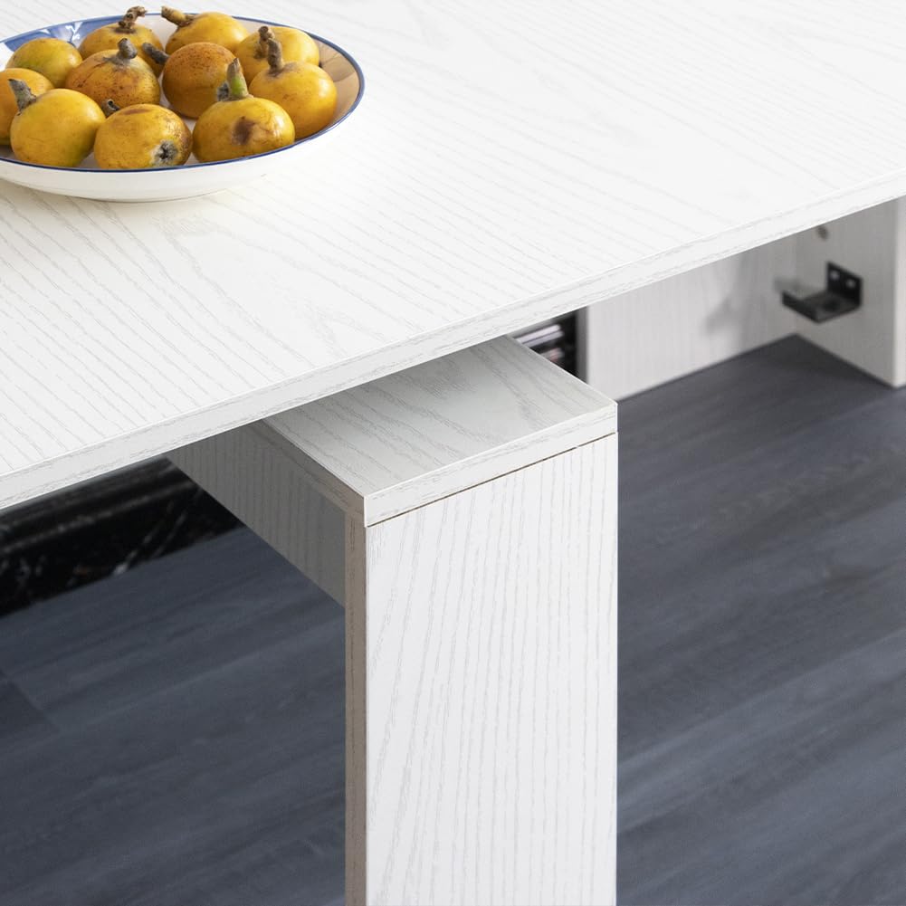 Shally Dogan Tavolo Allungabile per Cucina, Ingresso e Sala da Pranzo, Consolle Salvaspazio Richiudibile da 3 Metri con 5 Pannelli, Design Moderno ed Elegante, Apertura Semplice (Bianco Frassinato)