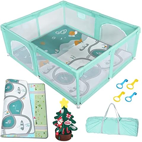 SMTTW Play Pens for Babies and Toddlers, 71 x 59 Inches Baby Playpen with Mat, Foldable Play Yard for Babies and Toddlers, Indoor & Outdoor Activity Center,Safety Gates with Breathable Mesh Cover