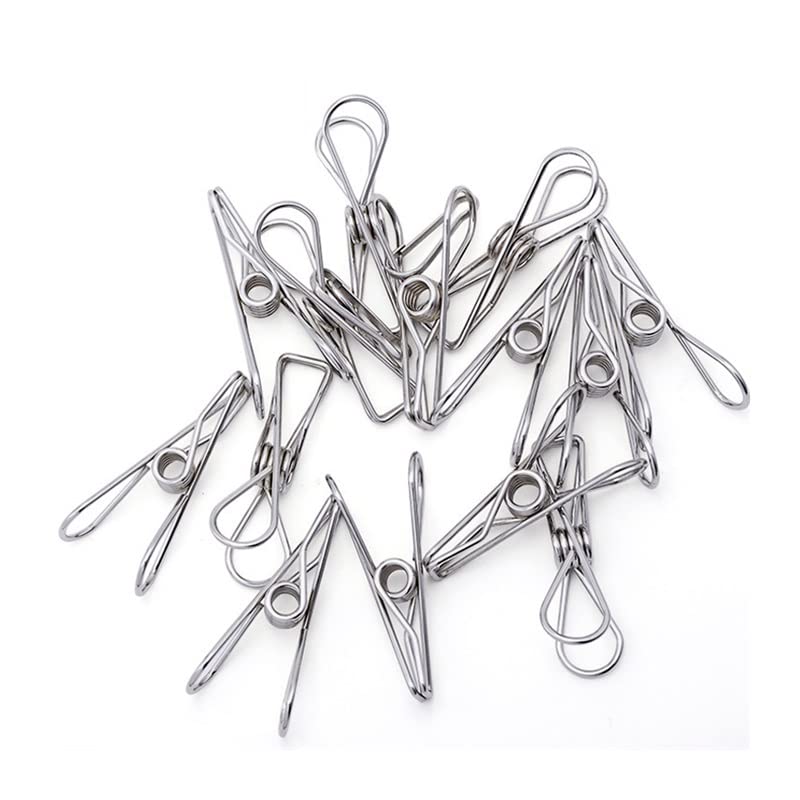 Pinzas para Tender la Ropa 100 Pinzas Multiusos de Acero Inoxidable for Ropa, Calcetines, Toallas