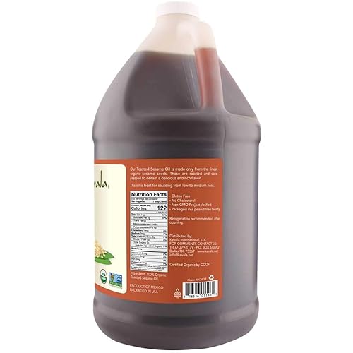 Miniatura 3 de Kevala Aceite de sésamo tostado orgánico 1 galón 128 onzas líquidas