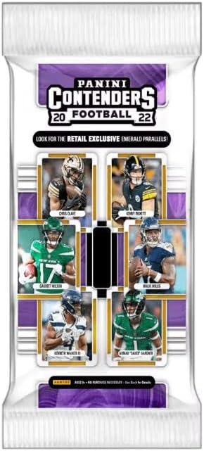 Vista 2 de NEW 2022 Panini CONTENDERS Football Cards FACTORY SEALED JUMBO FAT PACK w 22 Cards! - Plus Custom Novelty Mahomes Card Pictured