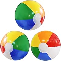 Lamnhin 16'' Beach Balls for Kids - 3 Pack Inflatable Multicolor Pool Party Favors, Hawaiian Tropical Beach Decorations