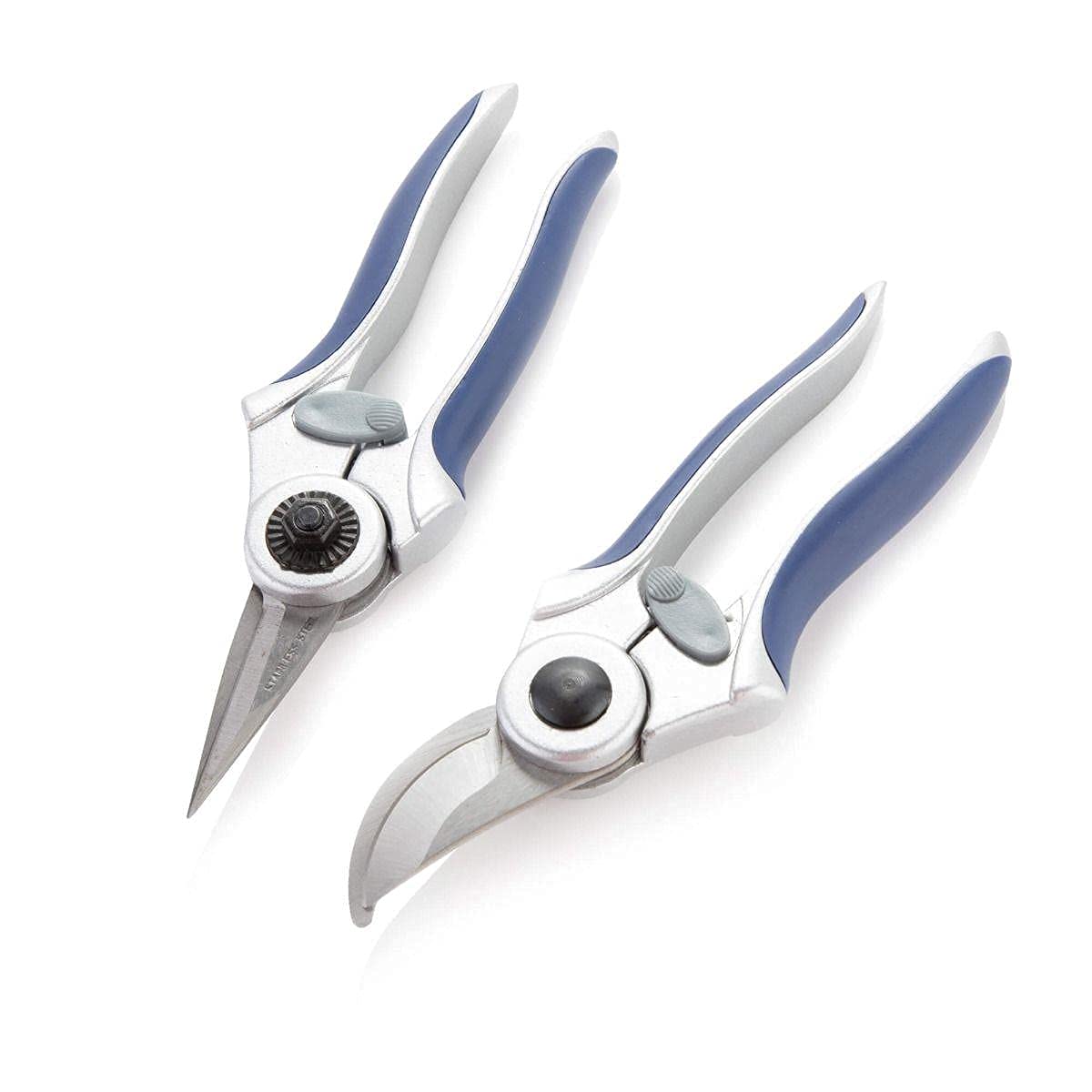 Alfresia Multicolor Bypass Pruner & Flower Snipper Secateurs Set - Stainless Steel, Rust Resistant, Easy Grip Handle, Safety Lock, Titanium Coating