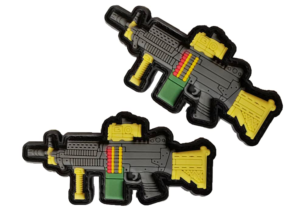 QTAOEIONG 3D PVC Various Styles Gun Military Morale Patch Hook Tactical Patch 2 Pcs (Color n)