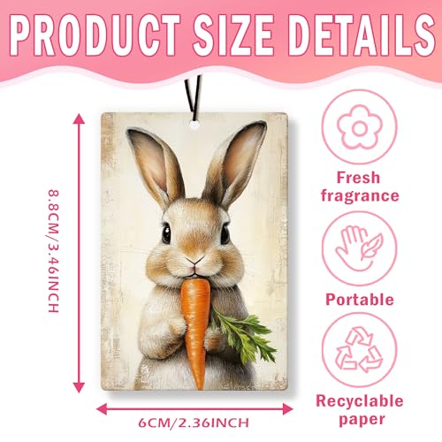 Image of Easter Bunny Egg Lamb Floral Car Air Freshener 4Pcs, Easter Gifts for Women Air Freshener for Car Interior Closet Drawer Books, Spring Tulip Daisy Flower Rabbit Car Mirror Decor Hanging