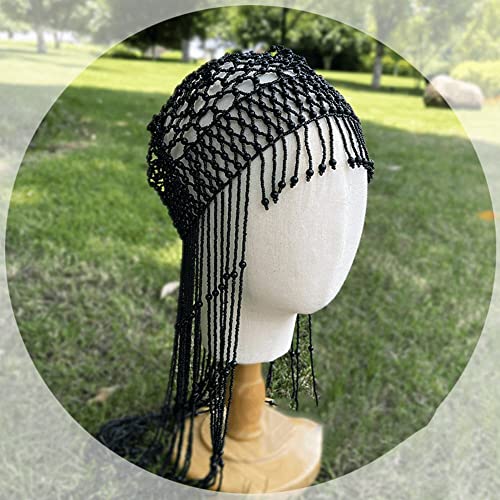 Tocado de perlas para fiesta y eventos elegantes con borlas 4