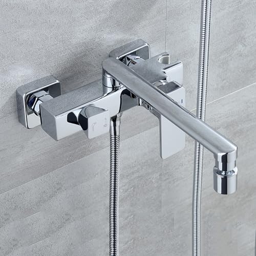 Robinet de baignoire rotatif 180 degrés chrome avec kit douchette complet