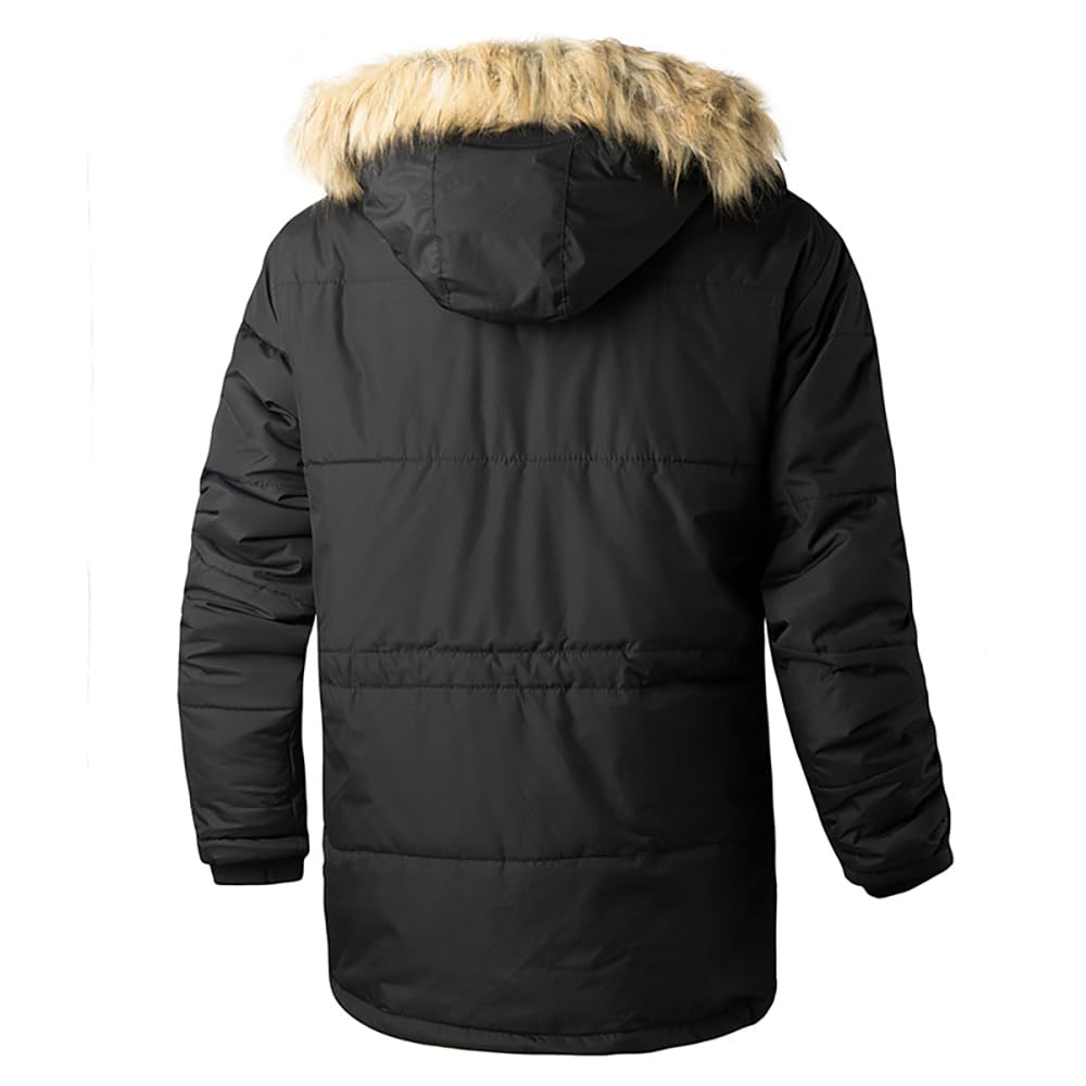 Parka larga para hombre con capucha de pelo extraíble, forro de terciopelo cálido, abrigo de invierno acolchado, chaqueta de entretiempo para exteriores