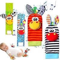 Giraffe Rattle Socks Set, Cute Giraffe Socks, Baby Animal Rattles Toys, Foot Finder Baby Toy, Soft Sensory Toys Socks, Newborn Toys for Girls and Baby Baby Shower or Birthday Gifts