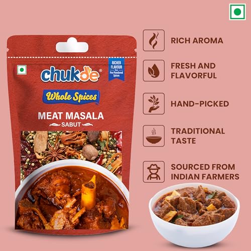 Image of Chukde - Meat Whole | Sabut Masala | Spices Blend for Authentic Indian Curries | Ideal for Lamb, Goat, and Mutton Dishes | Laboratory Tested and Hygienically Packed | 50 Gm (Pack of 6)