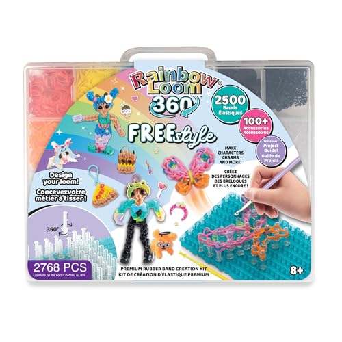 Rainbow Loom 360 Freestyle Kit | Rubber Band Bracelet Kit with Loom Band Board Loom Band Tool and Elastic Bands | Rainbow Loom Childrens Jewellery Making Kits Make Great Gifts For Kids Age 8+