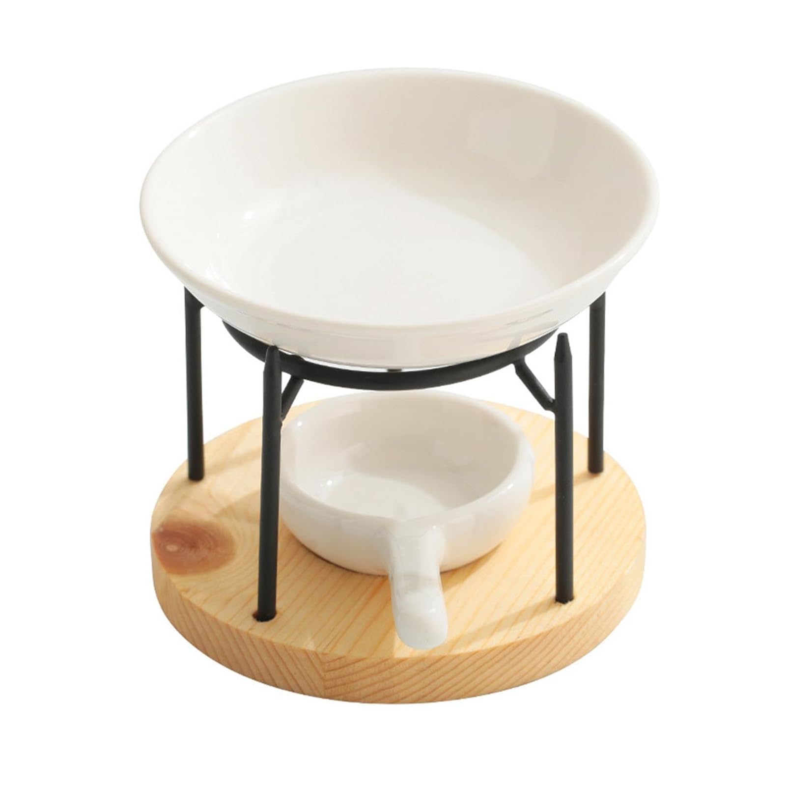 Xjdzineq Ceramics Essential Oil Melt Warmer Diffuser Aromatherapies Tealight Burners with Wood Stand for Meditations Room Aromatherapies Diffuser