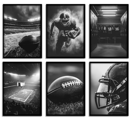 6Pcs Football Canvas Wall Art Rugby Field Stadium Sports Theme Picture Wall Decor...