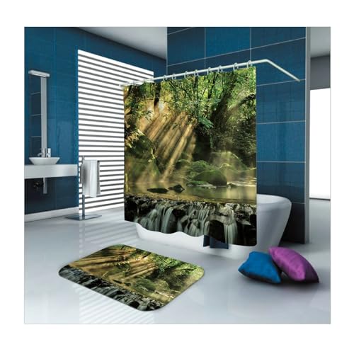 Rideau de douche vert forêt textile 90x180 cm imperméable - 2