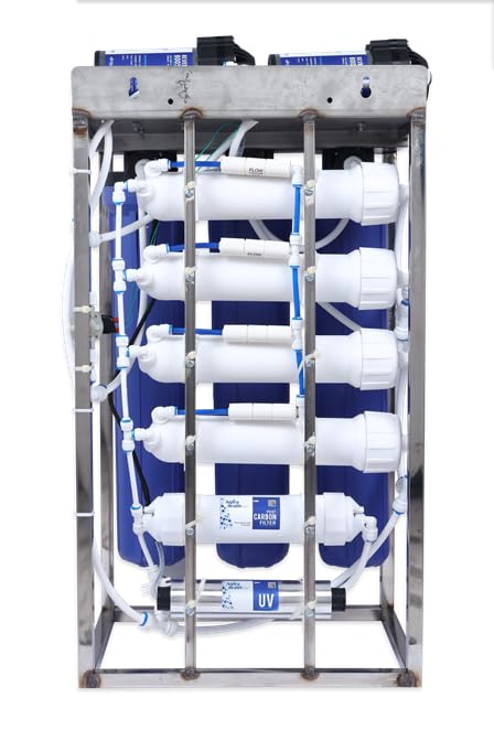 Image of 100 LPH Commercial RO + UV Water Purifier with Double Pump Purification and Fully Automatic Function, TDS Adjuster, Dust Protective Cover, Blue