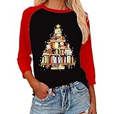 Merry Christmas Shirts Women Plaid Leopard Tree Graphic Print Baseball T Shirt 3/4 Sleeve Raglan Christmas Tee Tops Black XXL