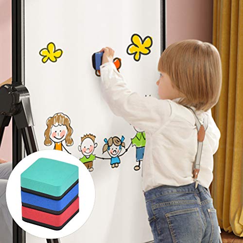 TIMESETL 30 Pack Dry Erase Eraser, Mini Whiteboard Eraser Bulk, Chalkboard Erasers Cleaner for Classroom School Office Home 3 Assorted Colors(Blue, Red, Green), Magnetic Dry Eraser image 6