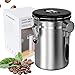 Produktbild Kaffeedose Edelstahl Luftdicht Vorratsdose Kaffeebehälter für Kaffeebohnen Pulver Tee Nüsse Kakao Aromadose Vakuum Kaffee Dose mit Datumsverfolgung CO2-Freigabeventil und Messlöffel (Silber, Groß)