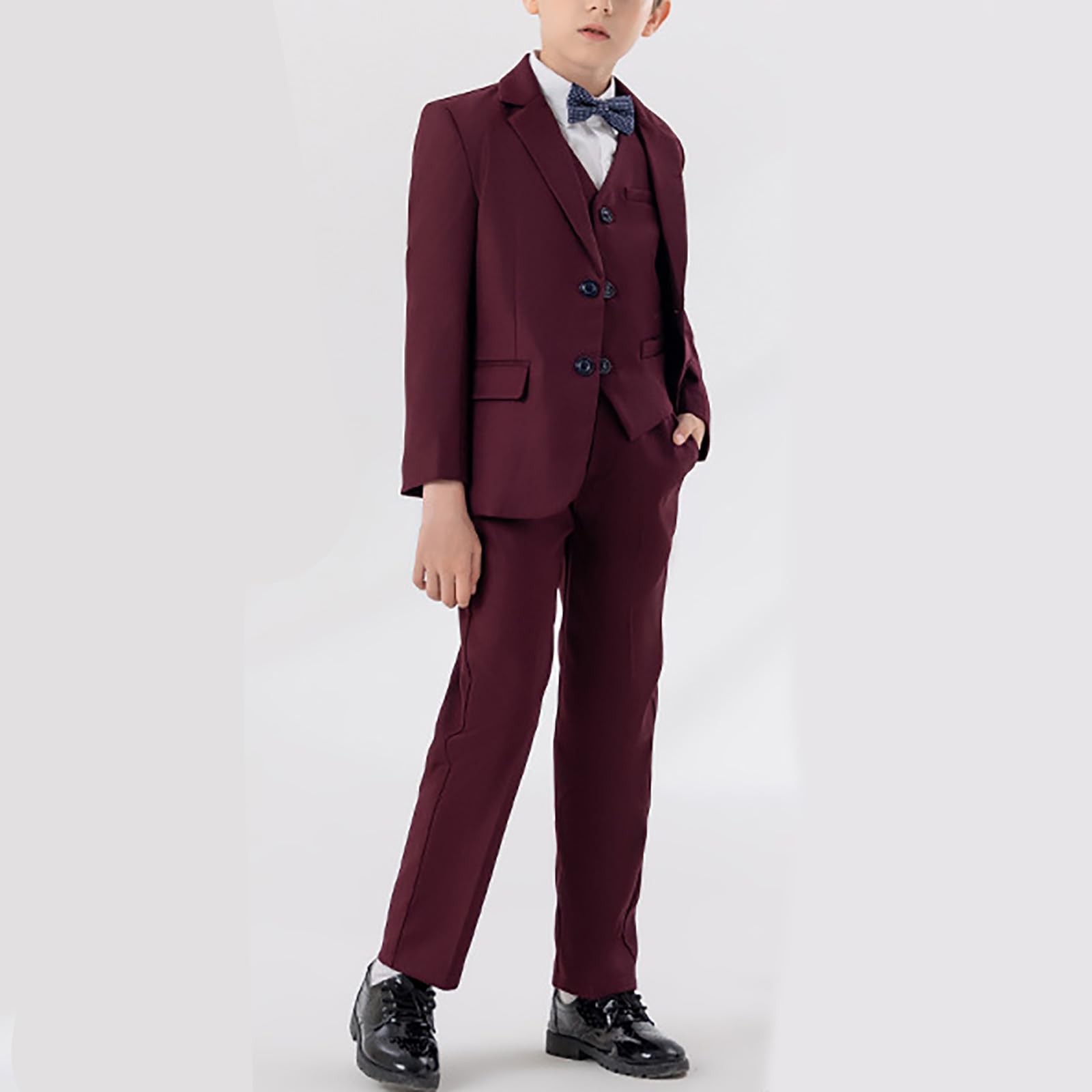 Conjunto De Traje para Niños 5 Piezas Abrigo Elegante Estilo Británico Elegante Pantalones Pajarita Práctica Festivo Fiesta Banquete Conjunto Diseño Clásico Adecuado Bodas Y Ceremonias Importantes