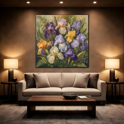 Toile iris multicolore 50x50 cm carré pour déco salon - 2