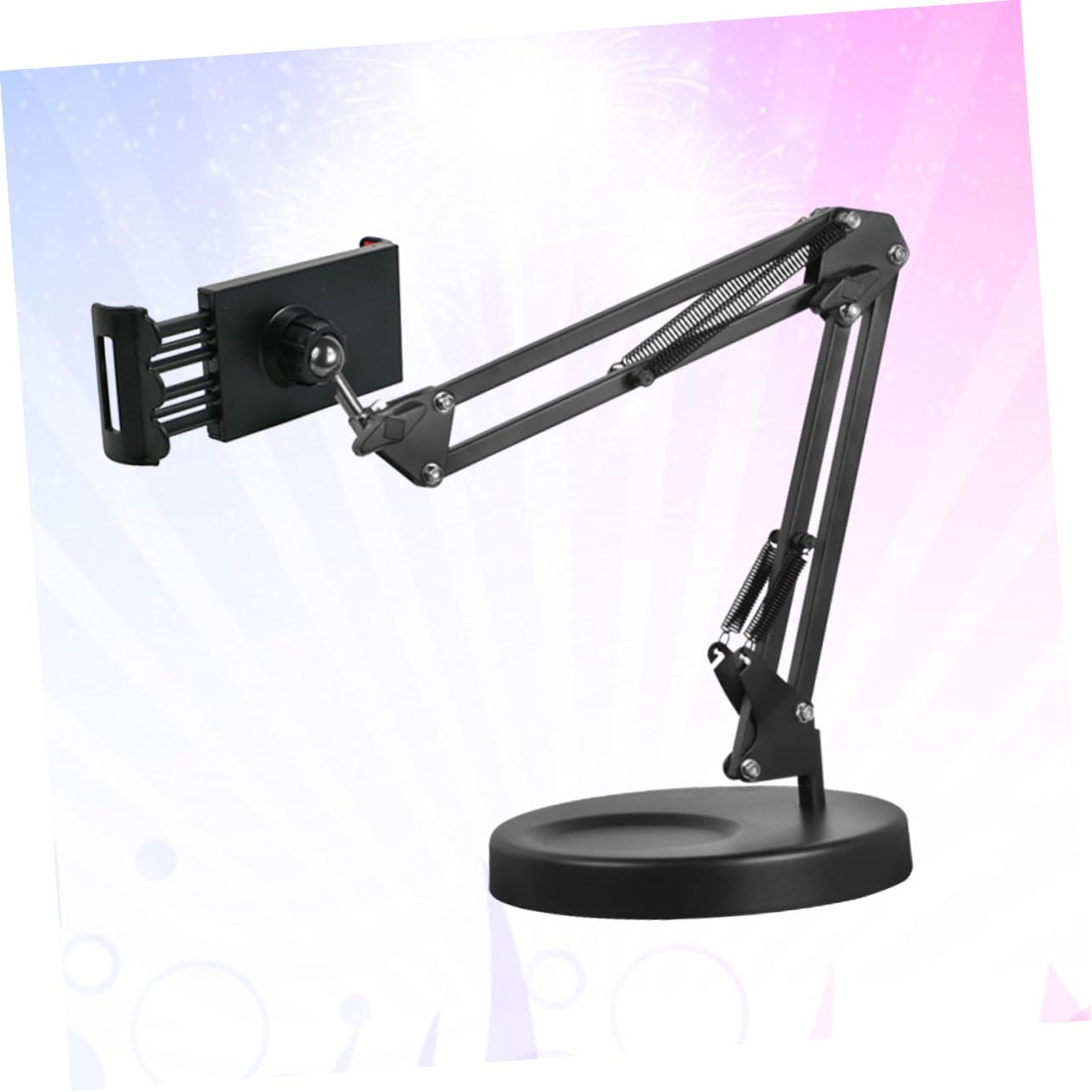 NUOBESTY Soporte para Teléfono Móvil Ajustable Brazo de Suspensión de Metal Compatible con Tablet y Móvil 360 para Escritorio y Cama Negro