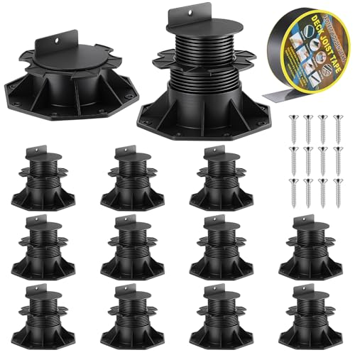Timtin 12 Pack Adjustable Deck Support Pedestals 2-3/8 to 5-1/2