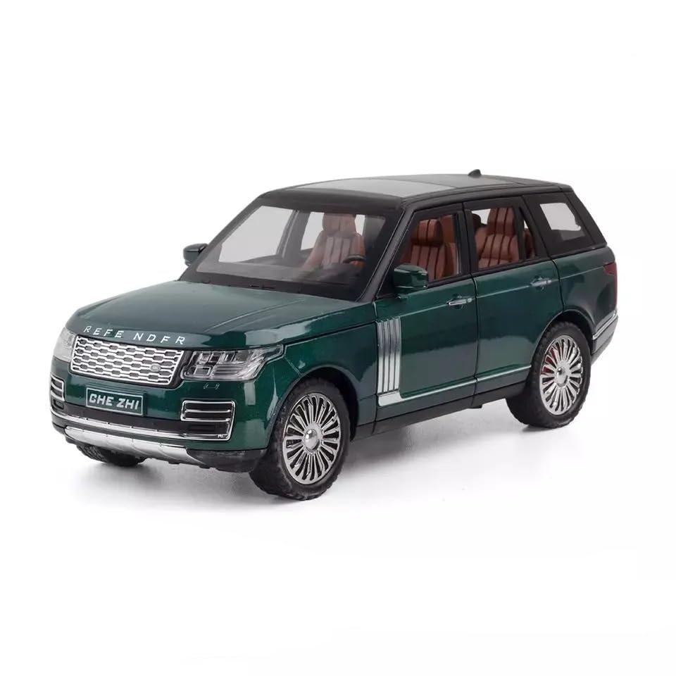 Image of FEXXA 🏎️ Exclusive Alloy Metal Pull Back Die-cast Car Model with Sound Light Mini Auto Toy for Kids Metal Model Toy Car with Sound and Light (1.24 Scale Range Rover SUV-Green)